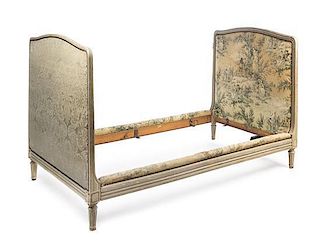 A Louis XVI Painted Daybed Height 48 x width 75 x depth 44 5/8 inches.