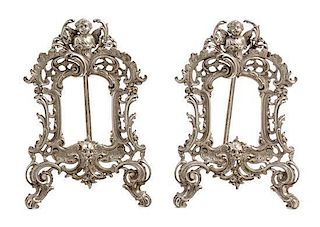 A Pair of French Pewter Frames Height 12 1/2 inches.