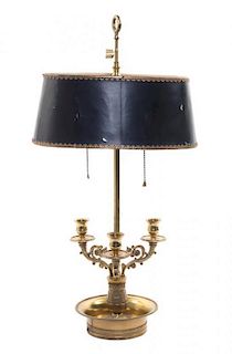 An Empire Style Gilt Metal Bouillotte Lamp Height 25 3/4 inches.