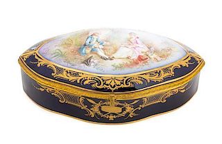 A Sevres Porcelain Table Casket Height 4 x width 10 3/4 inches.