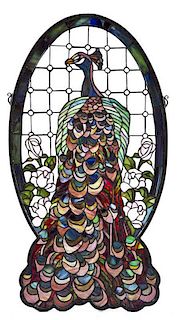 Stained Glass Peacock Panel