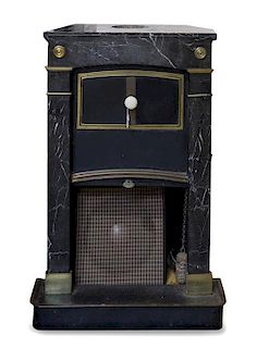 A French Tole and Marble Stove Height 40 inches.