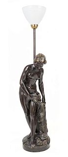 A French Bronze Figure Height of figure 31 1/2 inches; height overall 46 1/8 inches.