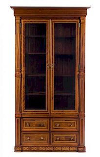 An Italian Various Woods Display Cabinet Height 92 x width 50 1/2 x depth 22 1/2 inches.