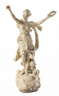 An Italian Marble Figural Group Height 40 inches.