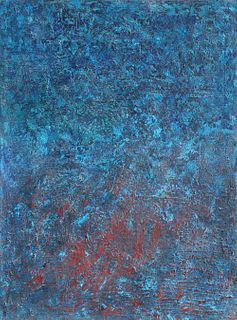 Gustavo Schmidt, Blue and Red Abstract 2, Oil on Canvas