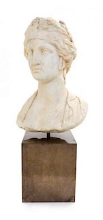 An Italian Marble Head of Minerva Height 15 1/2 inches.