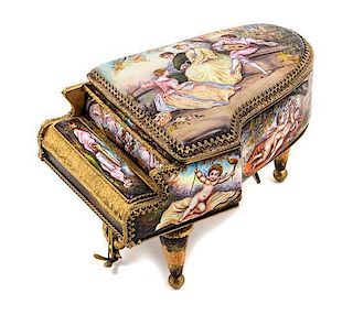 A French or Viennese Enameled Music Box Width 5 1/2 inches.