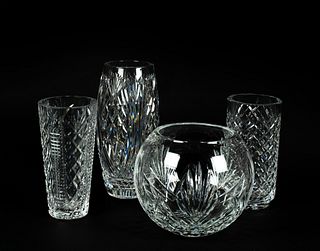 Four Waterford Cut Crystal Vases
