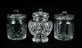 Three Waterford Cut Crystal Covered Jars