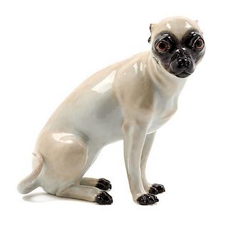 A Meissen Porcelain Model of a Pug Height 7 inches.