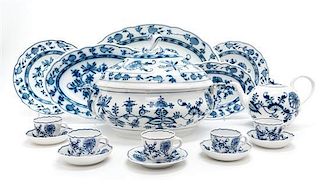 * A Group of Meissen Porcelain Blue Onion Articles Width of widest 17 1/4 inches.