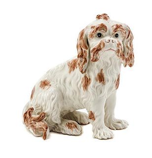 A Frankenthal Porcelain Model of a Bolognese Hound Height 6 inches.
