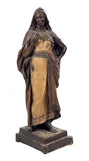 A Large Continental Terra Cotta Figure Height 37 inches.