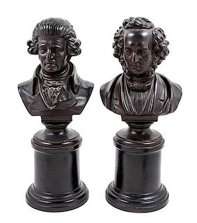 Two Continental Bronze Busts Height of first 18 1/2 inches.