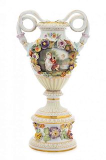 A Dresden Porcelain Urn Height 20 inches.