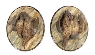 A Pair of Continental Ceramic Game Plaques Width 17 1/2 inches.
