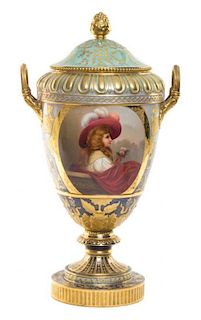 A Vienna Porcelain Covered Urn Height 20 inches.