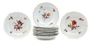 A Set of Ten Berlin (K.P.M.) Porcelain Plates Diameter 9 1/2 inches.