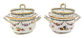 A Pair of Vienna Porcelain Fruit Coolers Width over handles 9 3/4 inches.