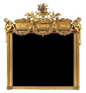 A Continental Giltwood Mirror Height 60 3/8 inches x width 52 inches.