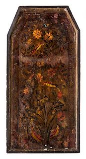 A Persian Painted Gesso Panel Height 29 x width 14 inches.