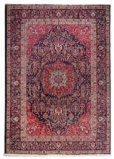 * A Tabriz Wool Rug 9 feet 4 1/2 inches x 6 feet 8 1/4 inches.
