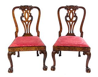 A Pair of Early George III Mahogany Dining Chairs Height 39 3/4 inches.