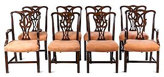 A Set of Eight George III Style Mahogany Dining Chairs Height 39 1/4 inches.