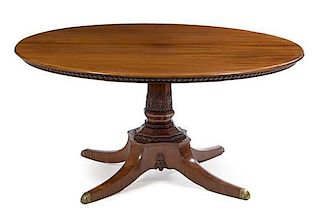 A Regency Mahogany Breakfast Table Height 30 x diameter of top 60 1/2 inches.