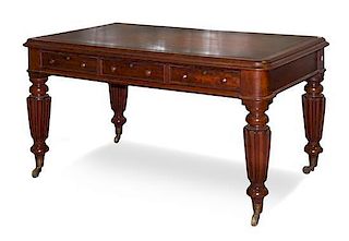 * A William IV Walnut Partner's Desk Height 30 x width 56 1/2 x depth 35 inches.