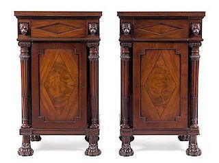 * A Pair of William IV Mahogany Pedestal Cabinets Height 37 x width 22 x depth 18 inches.