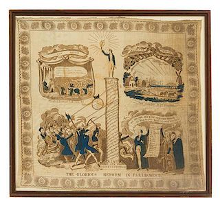 An English Silk Political Handkerchief 29 1/2 x 31 1/2 inches.