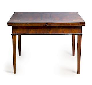 An English Parcel Ebonized Mahogany Folding Dining Table Height 29 x width 78 1/2 x depth 42 inches.