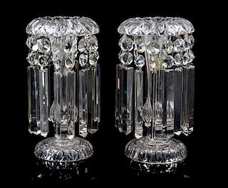A Pair of Edwardian Cut Glass Candlesticks Height 11 1/4 inches.