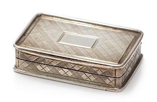 A William IV Silver Vinaigrette, Nathaniel Mills, Birmingham, 1838, the case worked with a geometric pattern.