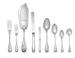 An Assembled George III and Victorian Silver Flatware Service, William Ely & William Fearn, London, 1818, and others (some later
