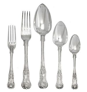 An Assembled George IV Silver Flatware Service, Various Makers including William Johnson, London, 1823 and Richard Poulden, Lond
