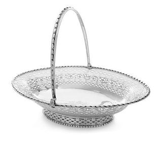 * A George III Silver Basket, Charles Aldridge & Henry Green, London, 1778, of oval form, the body and foot with wreath and vine