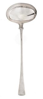 A George III Silver Soup Ladle, Charles Hougham, London, 1791, Feather-Edge pattern, with a script GPB monogram.
