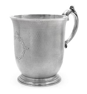 * A Victorian Silver Handled Cup, George Richards and Edward Brown, London, 1862, the body with engine turned decoration through