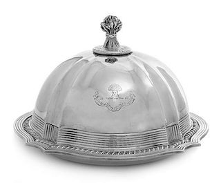 A Victorian Silver Muffin Dish and Cover, Charles Stuart Harris, London, 1893, the cloche with a wheat sheaf finial surmounting