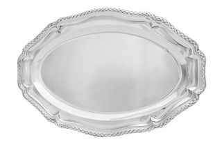 * A German Silver Serving Tray, Lazarus Pozen, Frankfurt am Main, Late 19th/Early 20th Century, of oval form with a lobed edge a
