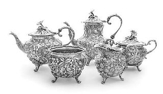 An American Silver Five-Piece Tea and Coffee Service, Jacobi & Jenkins, Baltimore, MD, Late 19th/Early 20th Century, comprising