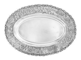 An American Silver Serving Platter, S. Kirk & Son, Baltimore, MD, Repousse pattern, of oval form.