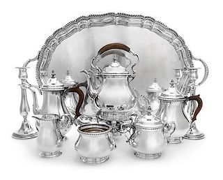* An American Silver Tea and Coffee Service, Gorham Mfg. Co., Providence, RI, comprising a coffee pot, a teapot, a kettle on sta