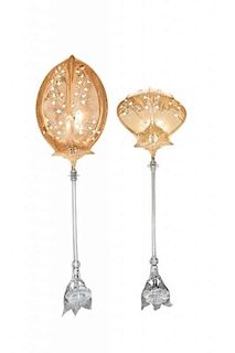 Two American Silver Serving Spoons, Gorham Mfg. Co., Providence, RI, Circa 1865, Morning Glory pattern, retailed by Tiffany & Co