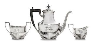 * An American Silver Three-Piece Small Coffee Set, Black, Starr & Frost, New York, NY, comprising a coffee pot with an ebony han