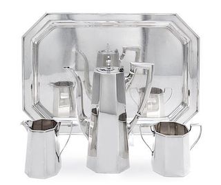 * An American Silver Four-Piece Coffee Service, Redlich & Company, New York, NY, retailed by Cartier, comprising a coffee pot, a