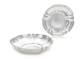 * A Pair of American Silver Bowls, Cellini Craft, Ltd., Chicago, IL, 1920, each of circular form having lobed sides and a lightl